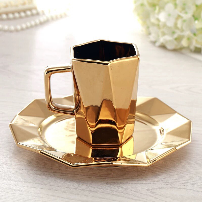 Ceramic Plate Bowl Cup Mug Europe Plating Golden for Dinner Breakfast Hotel Salad Bowls plates