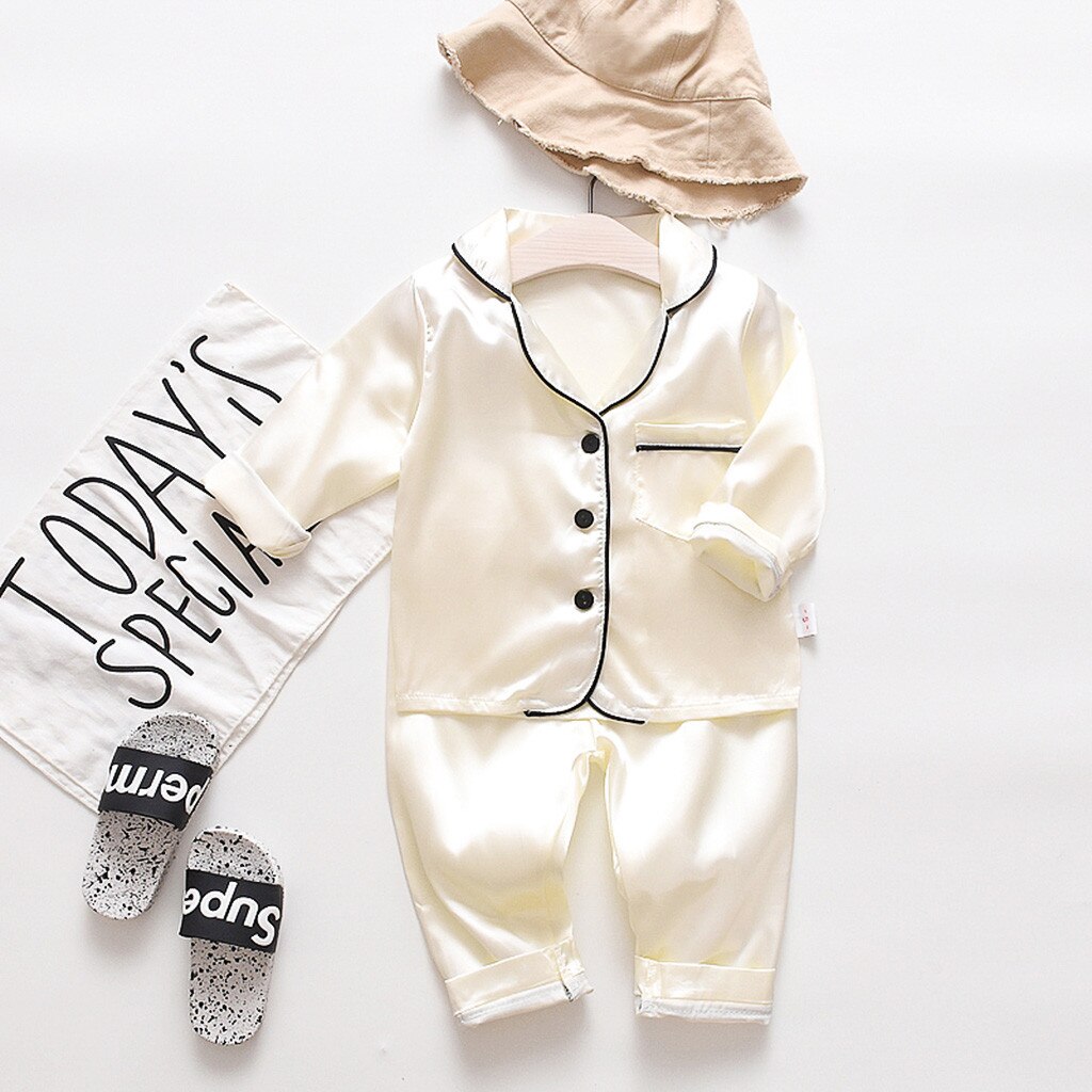 Peuter Baby Jongens Nachtkleding Suits Lange Mouwen Effen Tops + Broek Pyjama Set Kinderen Nachtkleding Outfits Kinderen Homewear Пижама