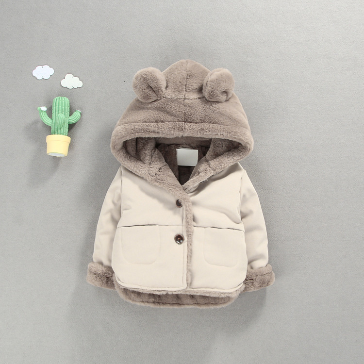 Olekid Herfst Winter Baby Fleece Jas Cartoon Hooded Plus Fluwelen Baby Jongens Jas Pasgeboren Baby Meisjes Bovenkleding Peuter Parka: gray / 24M