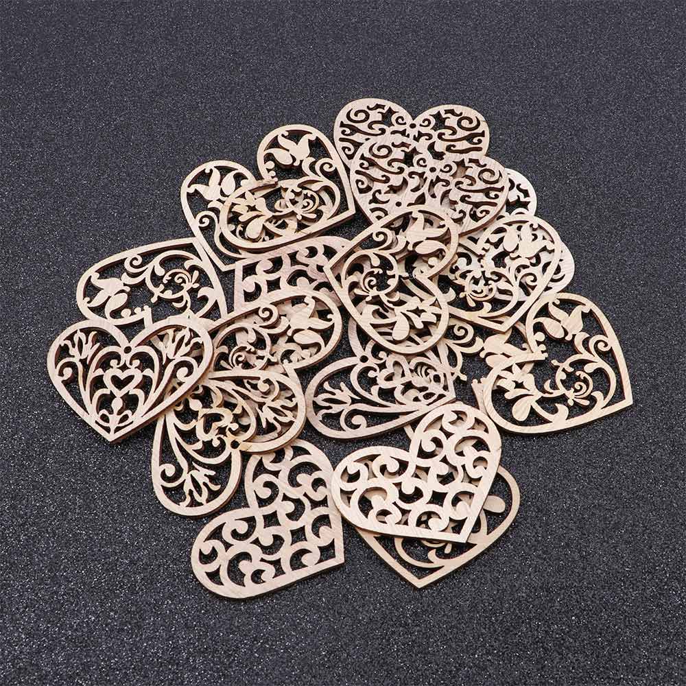 10 Pcs Carving Hollow Heart Pattern Wood DIY Crafts Scrapbooking Painting Collection Craft Handmade DIY Home Decoration