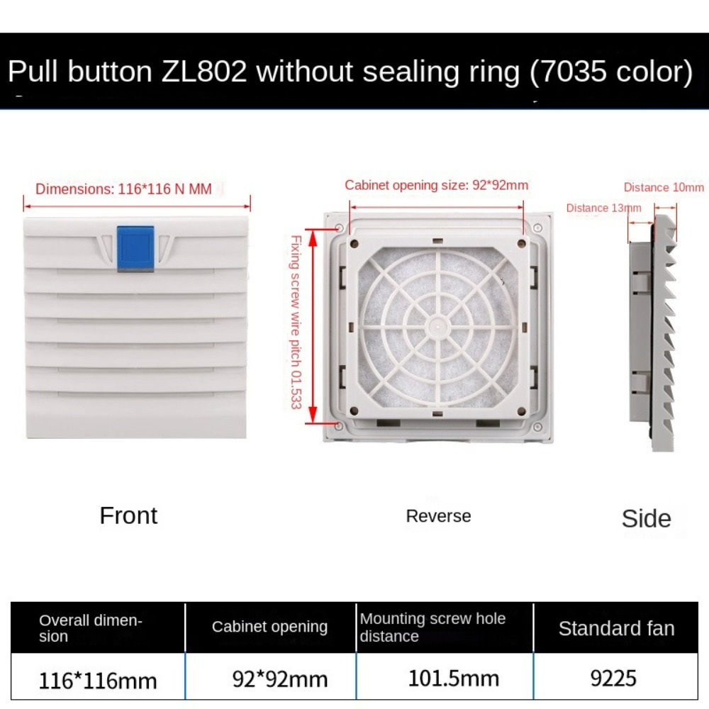system wentylacji powietrza ABS Szafka Wentylacja Filtr Biały Bez Wentylatora Wentylator Filtr Pyłoszczelna Kratka: zgniły zielony