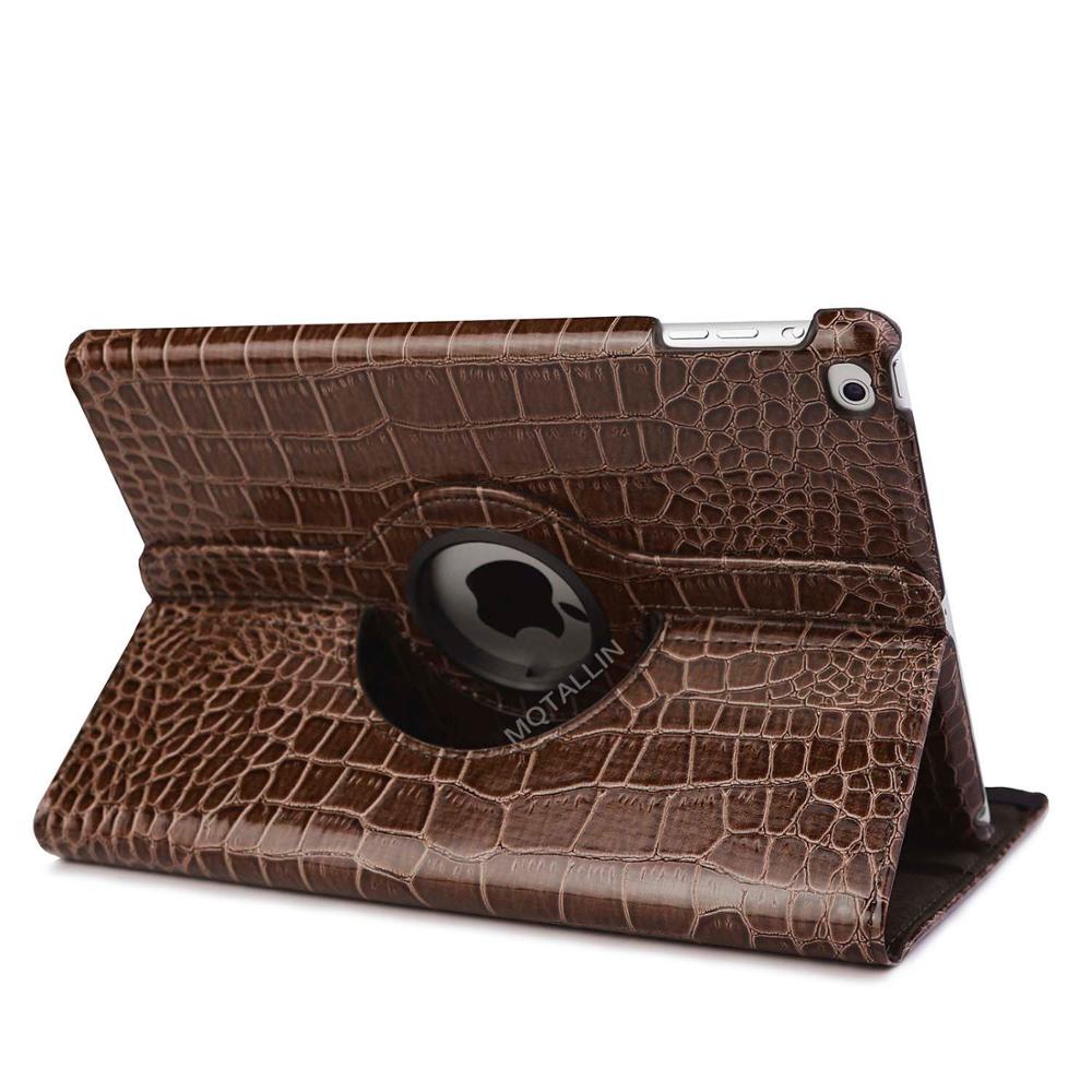 Funda con patrón de cocodrilo para iPad, cubierta de cuero abatible inteligente de grados para iPad Air 2 Air Generation, para el iPad 9,7 , 360: Brown-EYW