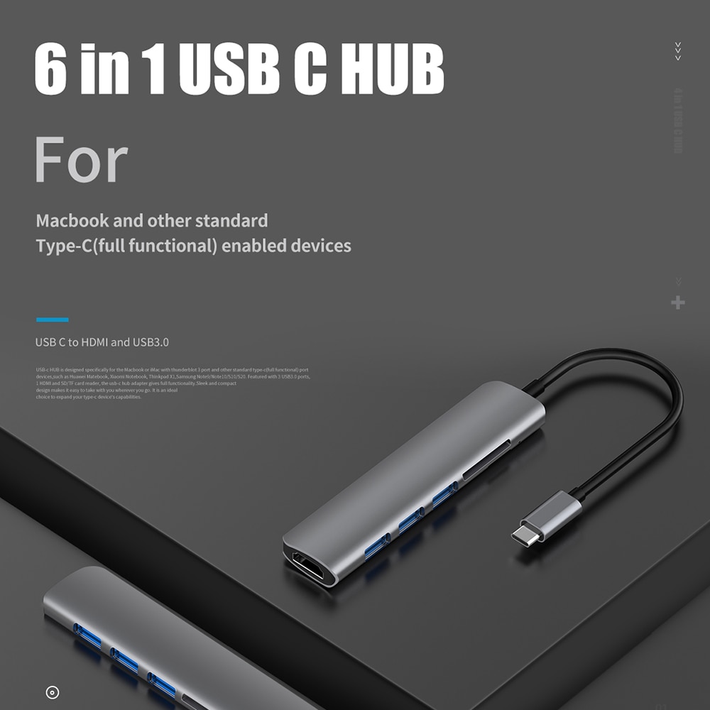 USB 3.1 Tipo-C centro tutto'adattatore di HDMI 4K fulmine 3 USB C centro con centro 3.0 TF lettore SD fessura PD per MacBook pro/aria/Huawei compagno