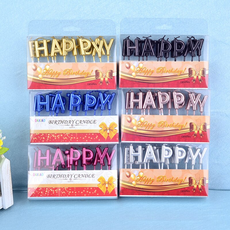 1set Happy Birthday Letter Cake Birthday Party Festival Supplies Lovely Birthday Candles for Kitchen Baking