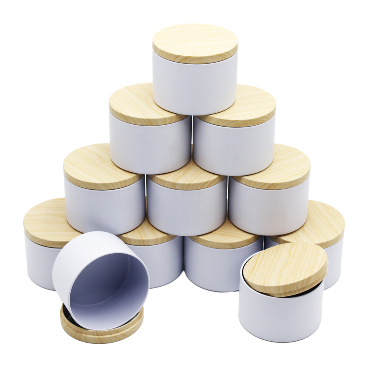 12 Uds. De latas para velas de 4oz con tapas, Kit de tarros para velas redondas de Metal para velas sueltas, utilizado para almacenamiento DIY, suministros para fabricación de velas,: Blanco