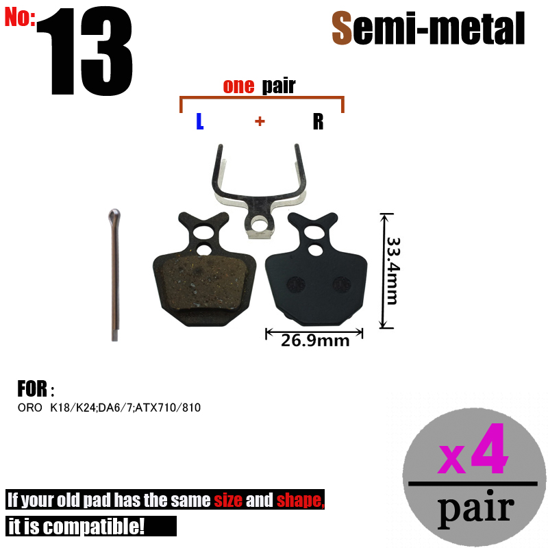 4 Paar Fiets Schijfremblokken Fiets Voor Shimano Xt/R Zoom 975 985 Zee MT5 315 Magura MT8 sram Avid BB5 Elixir DB1S Semi-Metallic