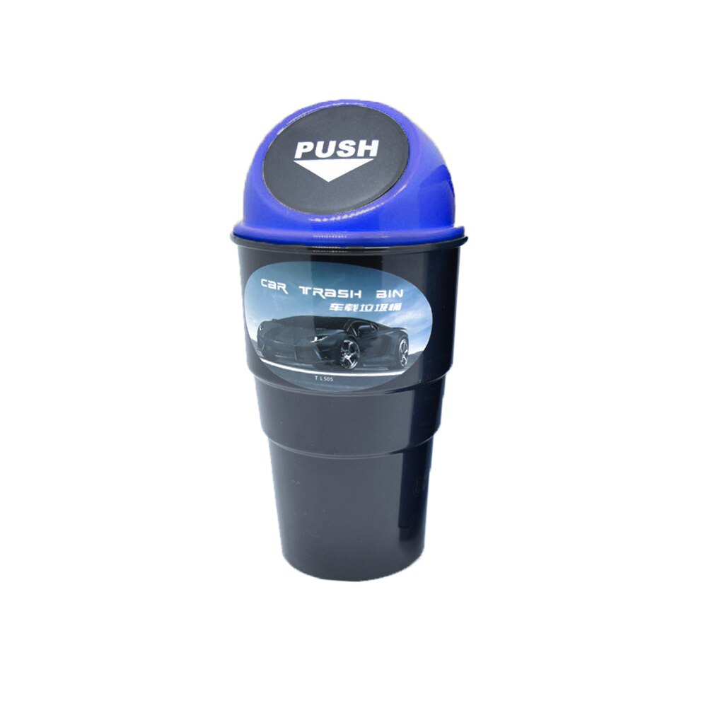 Portable Mini Car Garbage Bin Rubbish Trash Can Plastic Storage Box Organizer: Blue