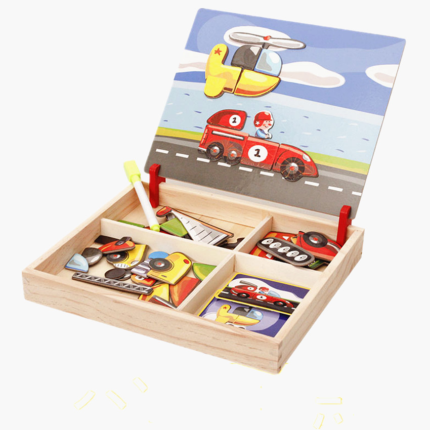 Meisjes Dressing Jigsaw Educatief Speelgoed Wodden Puzzels Prinses Puzzel Tekentafel Magnetische Puzzels: Transportation