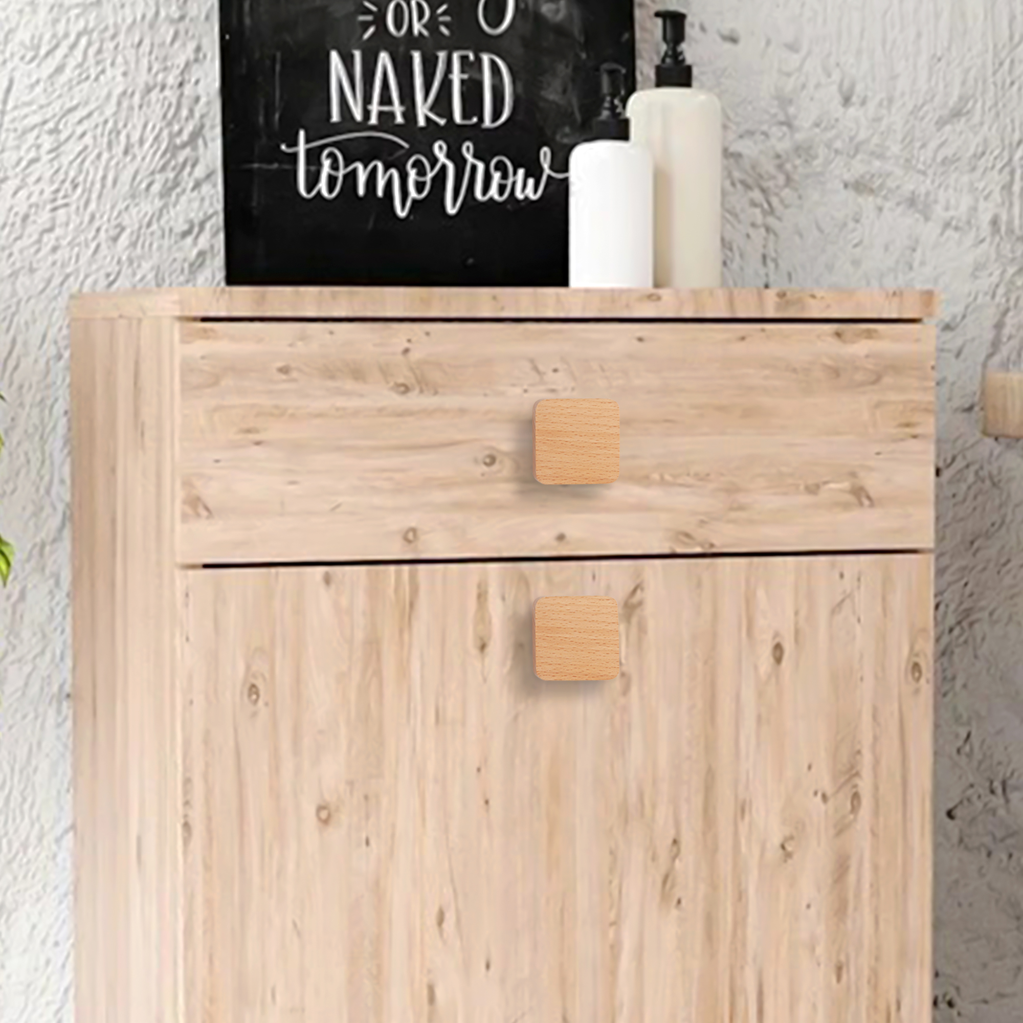 Round Wooden Cabinet Knobs Wood cupboard Furniture Wardrobe Drawer Pulls Handles with Screws for Wardrobe Dresser Closet