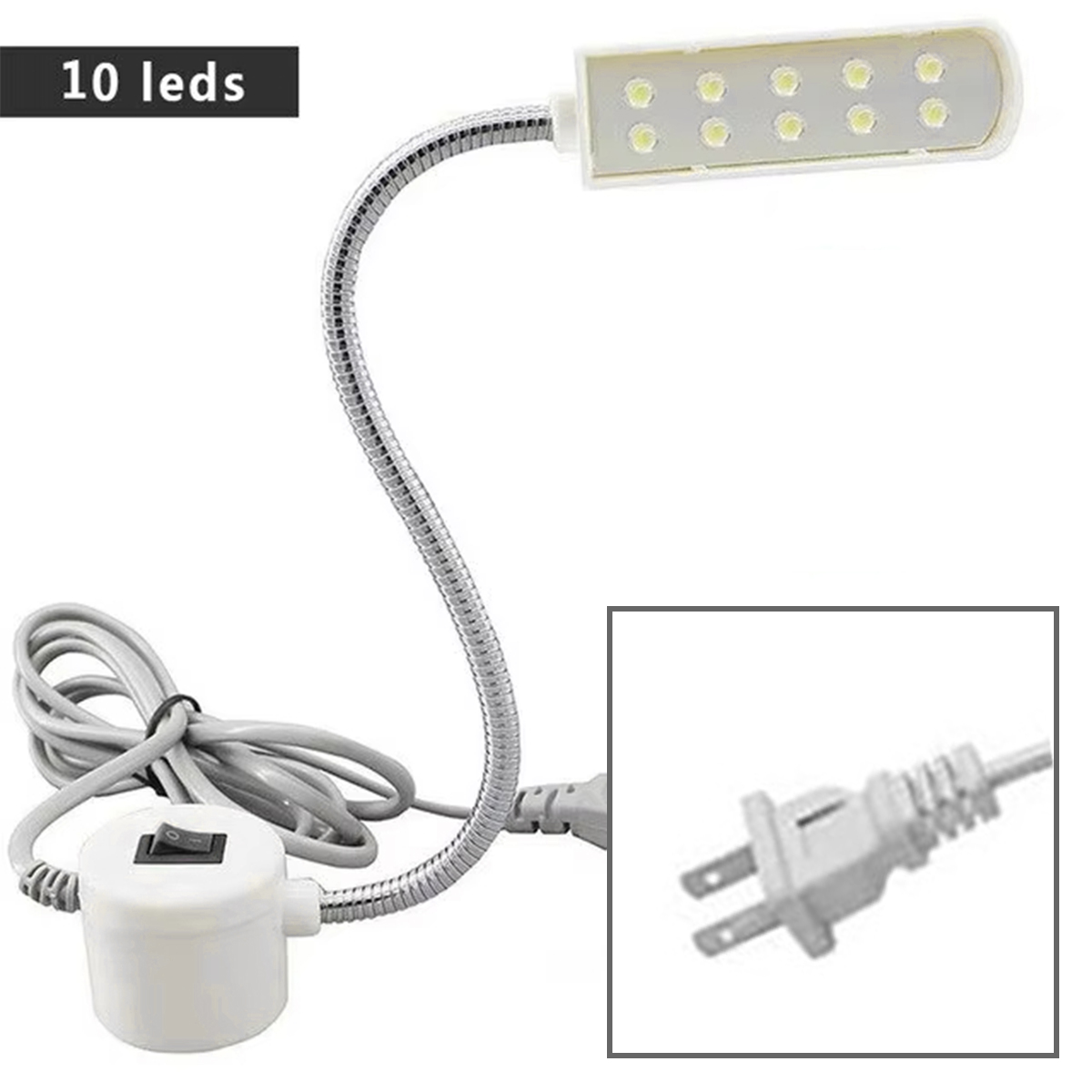 Industriële Geleide Licht 1w 2w 3w Flexibele Werklicht Adsorbed Basisarm Gooseneck Werken Eu/Us Plug Hanger Magnetische Naaimachine: Warm Geel