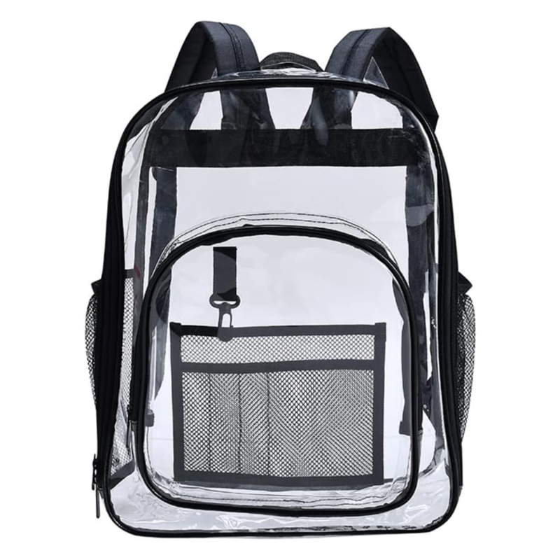 Mochila impermeável transparente de grande capacidade, bolsa de escola plástica para meninas, sólido claro, moda masculina: Bege