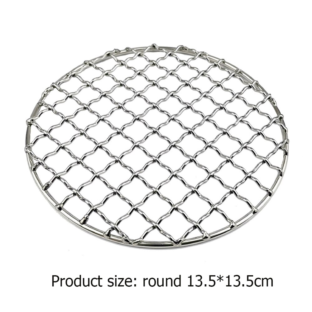 Camping Grill Grate Stainless Steel Mesh Pads Grilling Fire Rack Cooking Cooking BBQ Picnic Firewood Rack Mat Liner Accessories: Round
