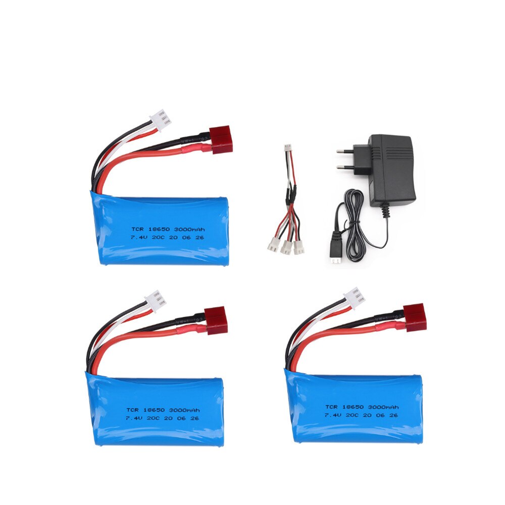 7.4V 3000mAh lipo Battery 18650 for Q46 Wltoys 10428 /12428/12423 RC Car Spare Parts 7.4V 2S battery with charger for toys parts: Light Green