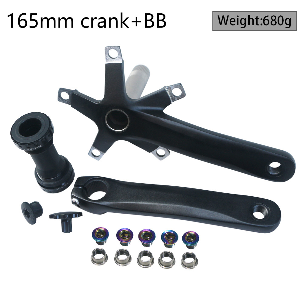 Ensemble de manivelles pour vélo de route, 130 BCD 152 165 170, bras creux intégré, support de pédalier BB: 165 Crank with BB