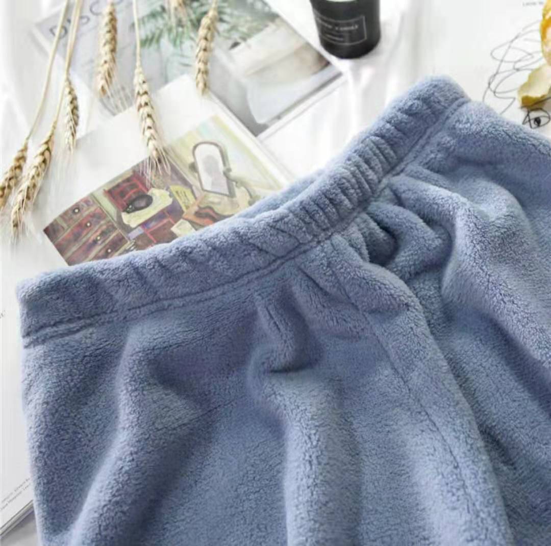 Kvinder & #39 ;s flannel bukser efterårspyjamas varm koral bad fløjl vinter pyjamas badjas kvindelig nattøj tøj: Blå