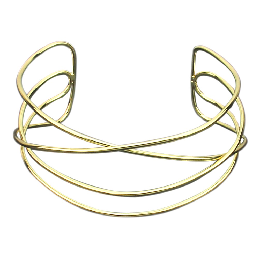 Manilai 3 camadas de metal torques gargantilha colares feminino pescoço ajuste bib colar ampla indicação maxi moda jóias africano: Gold Necklace4392