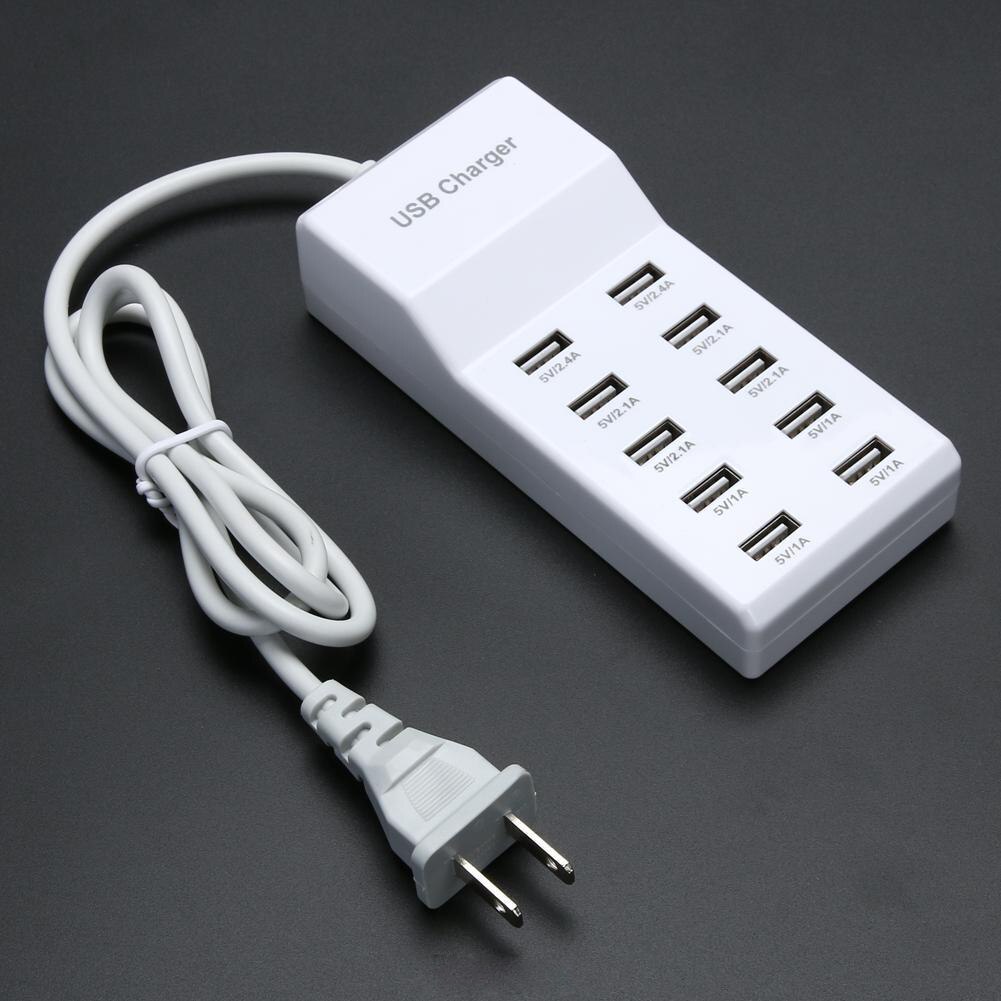 10 Port Fast USB Charging Port Power Strip Adapter Wall Travel Desktop Charger for Mobile Phone Tablet