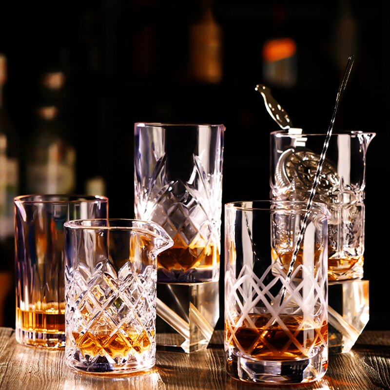 DEOUNY Engraved Cocktail Mixing Glass For The Bartender Crystal Wine Cup Bar Tools 700ML 500ML