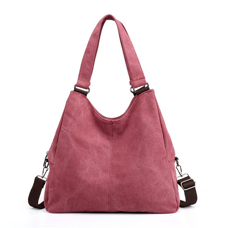 Women shoulder bag handbag female hobo tote bags ladies crossbody messenger bag canvas purse: Burgundy