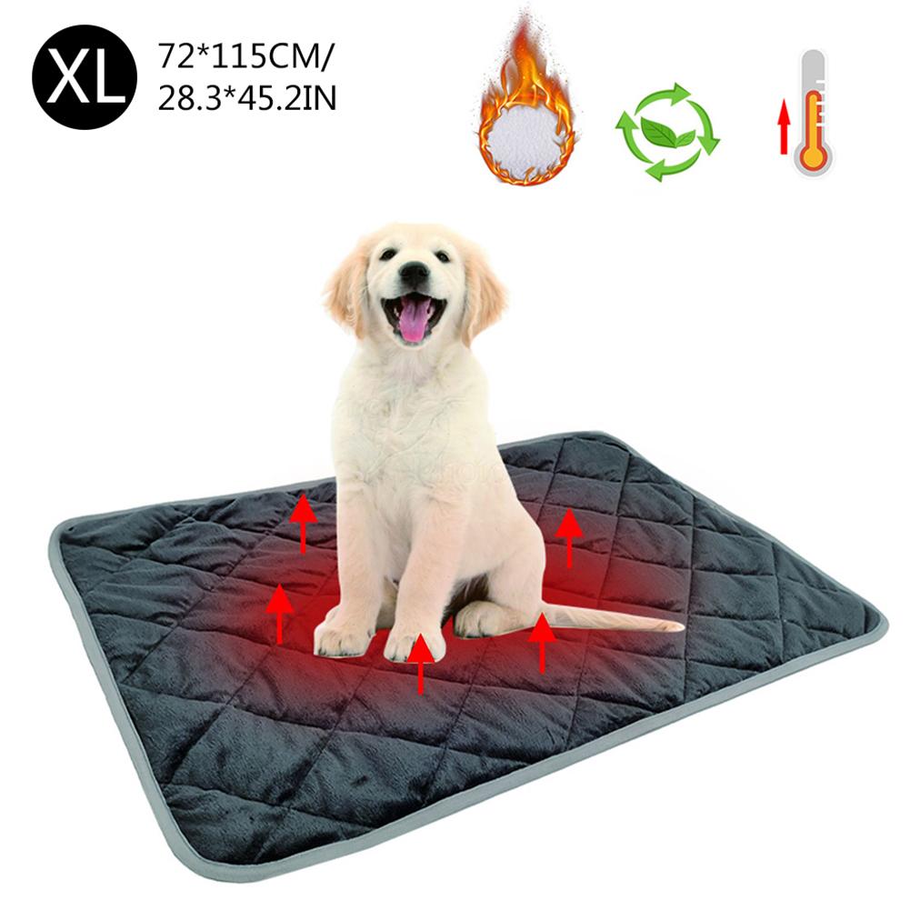 Dog Bed Self Heating Pads Upgrade Silent 5-layer Plush Winter Warm Pet Blanket Mat For Small Medium Dogs Cats Pet Supplies: Gray / L
