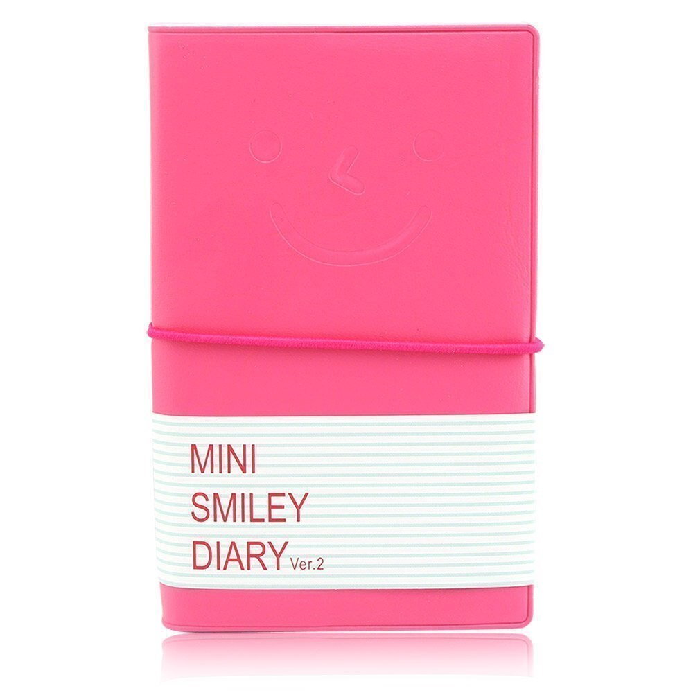 XRHYY Travel Diary Diary Pocket Memo Candy Notebook PU Leather Smiley Face Mini Note Pads For Students Children Writing: Hot-Pink