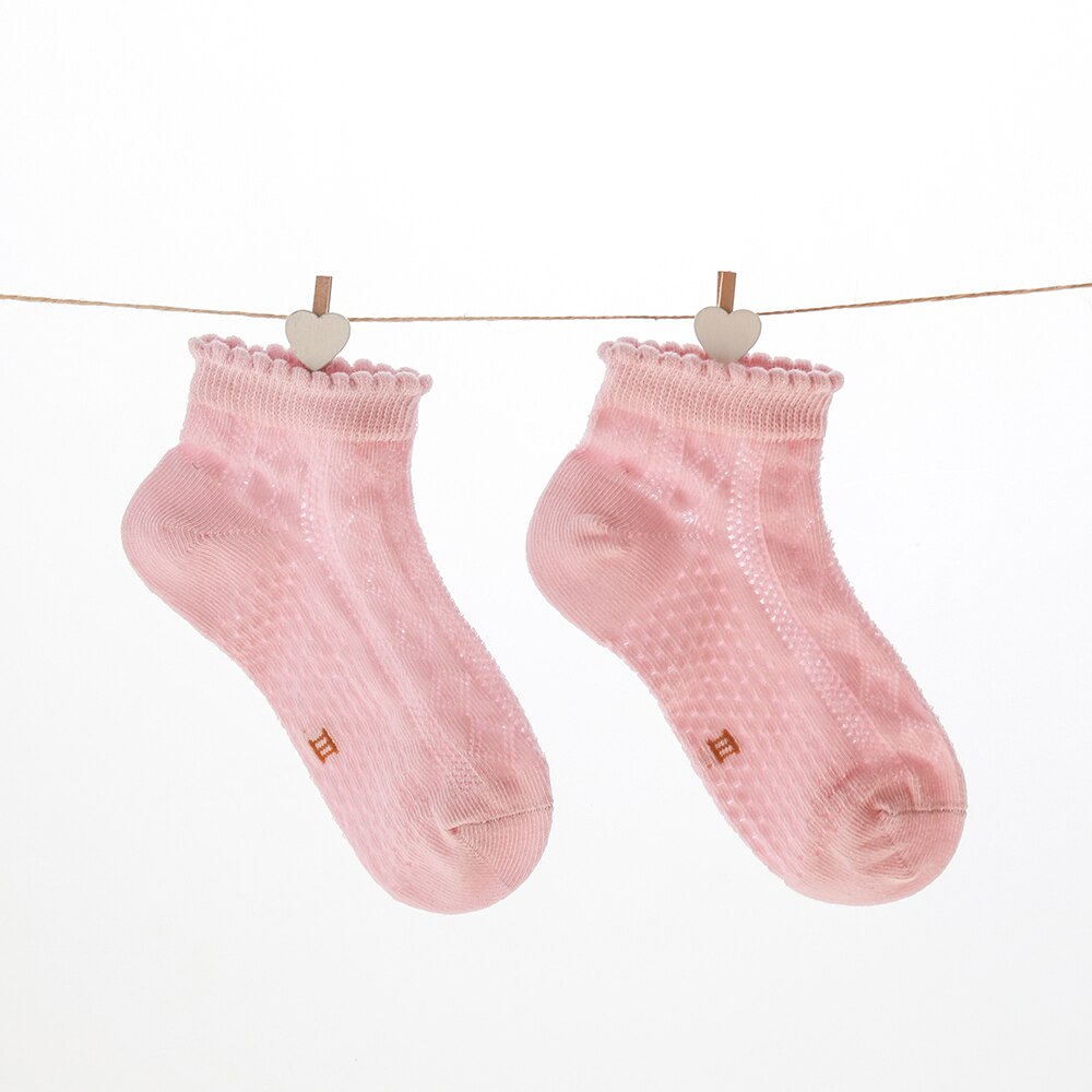 Calcetines de malla fina de algodón para bebé y niña, medias de encaje coloridas, 5 par/lote