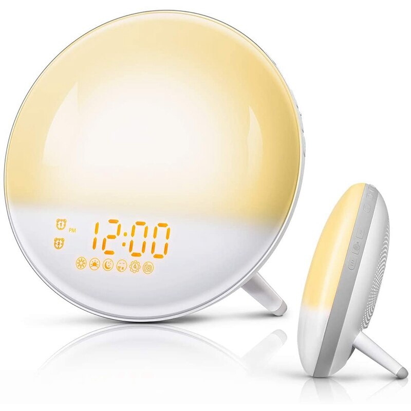 Sonnenaufgang Wecker aufwachen hoch Licht 7 Farben Sonnenaufgang Simulation Dual Wecker mit 7 Natürlichen Klang und FM Radio-UNS Stecker