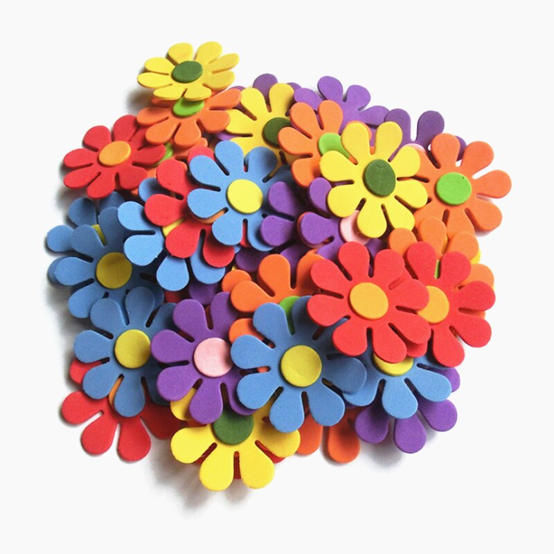 50Pcs/30Pcs Foam Flowers Butterflies Stars Scrapbooking DIY Sticker Assorted Colors Kids Room Party Decor kindergarten craft