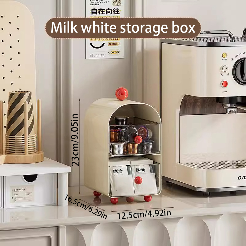 Home Drawer Style Cosmetics Storage Box, Skincare Cosmetics Storage Box, Living Room Coffee And Tea Storage Box, Multifunctional: light yellow