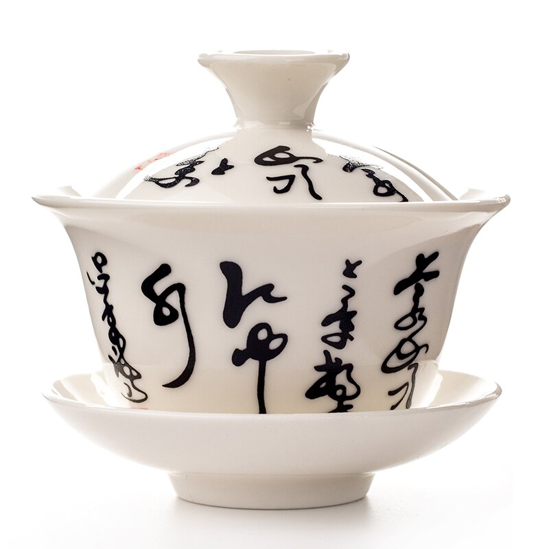 Gaiwan te kop terine tekande kinesisk traditionel kungfu tekande keramisk tekop kop porcelæn sancai kop tekop sæt  d002: 6