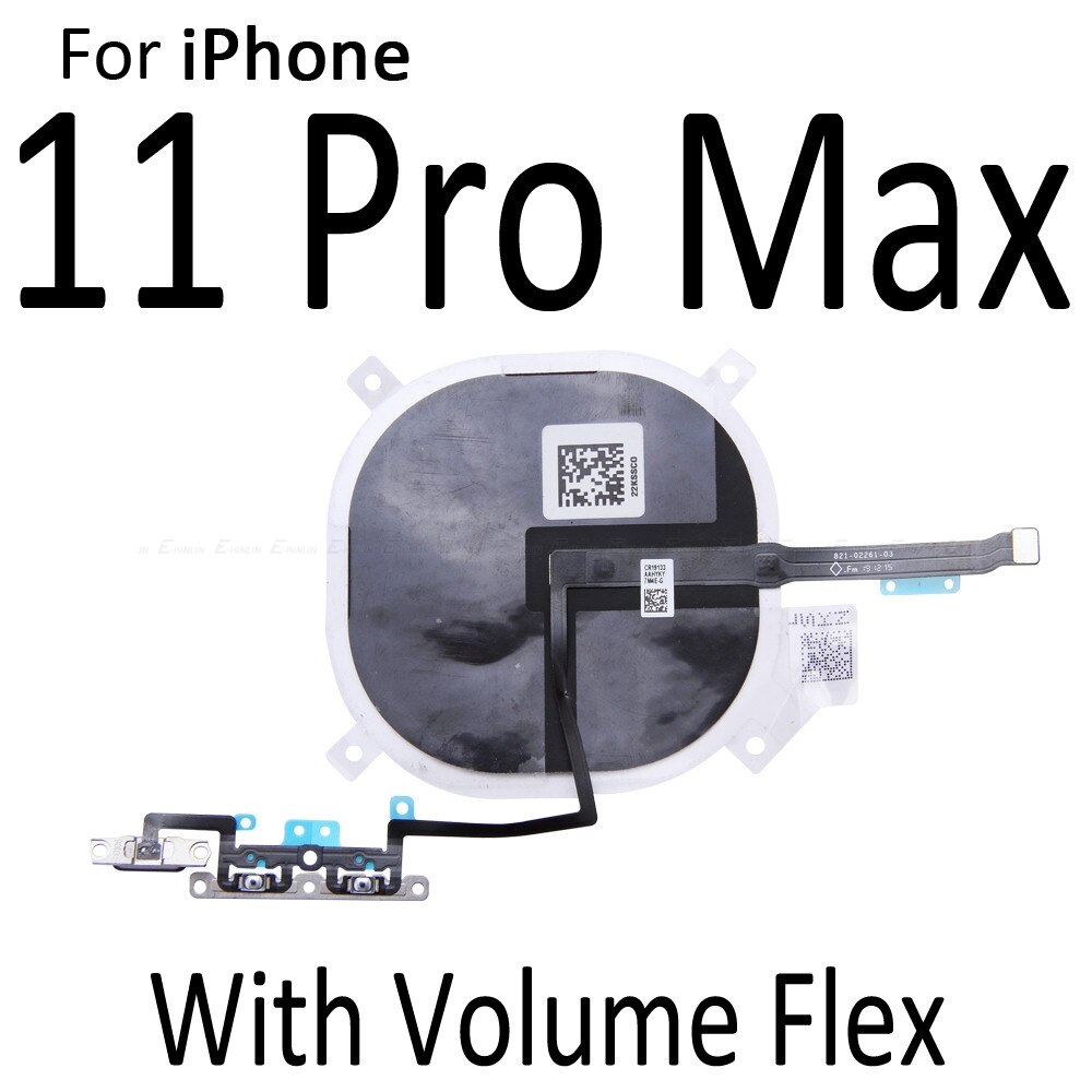 Puce NFC pour iPhone X XR XS 11 Pro Max sans fil chargeur panneau bobine autocollant avec bouton de Volume câble flexible: With Volume 11P Max