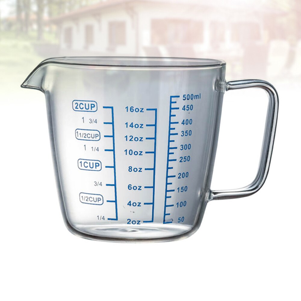1PC 500ml Heat-resistant Glass Measuring Cup Children's Cup with Scale Microwave Measuring Cup Transparent Scale Cup: Default Title