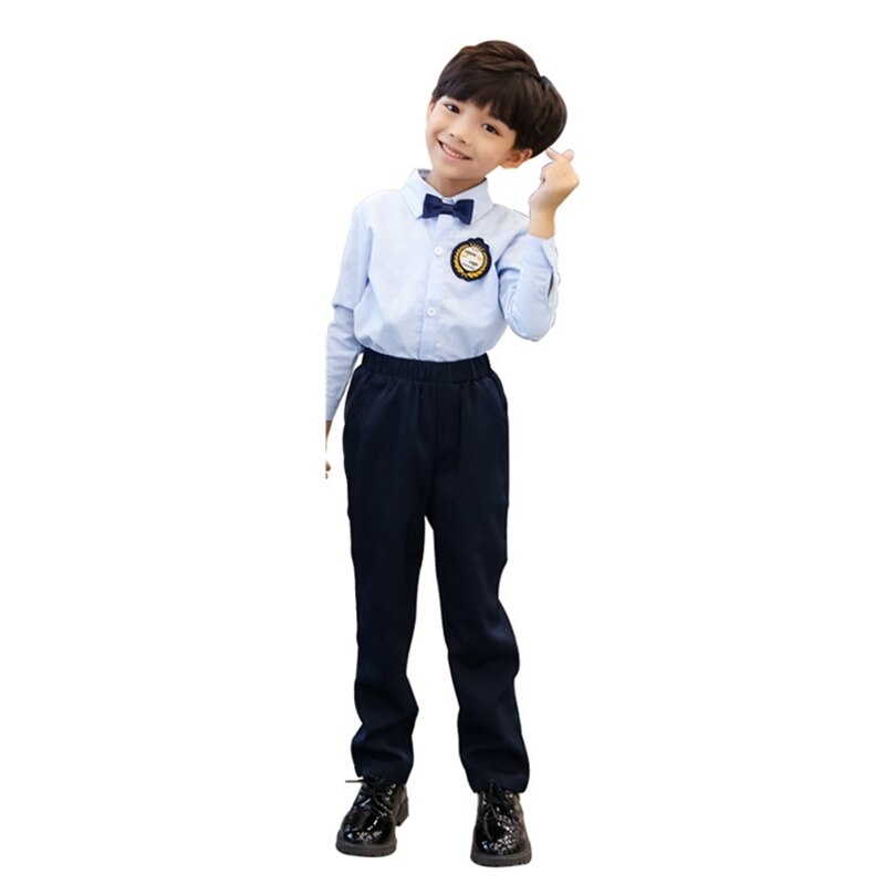 Enfants école uniforme Style japonais coréen sangle jupes pour fille robe bébé garçon Style britannique Chorus Costumes 100-160CM danse: Boy Set / M