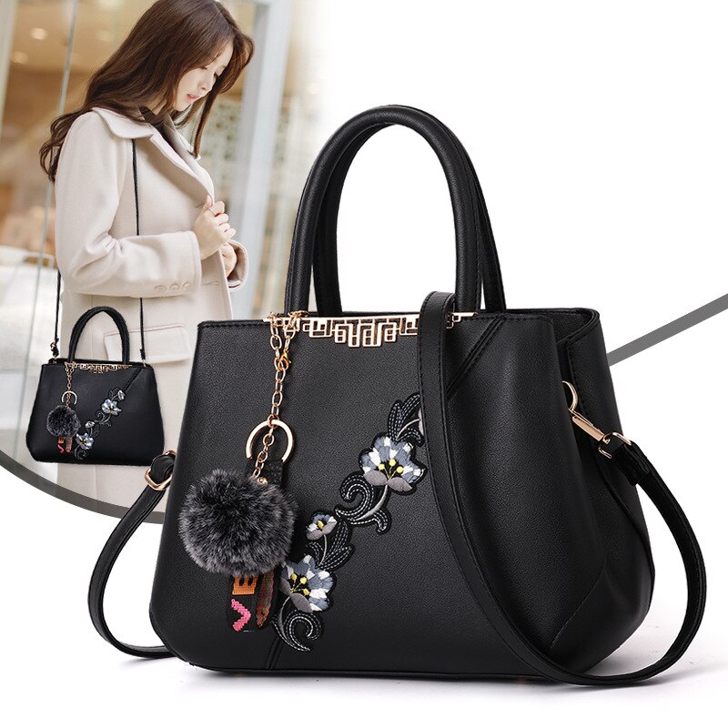 Bolso de mano con bordado de flores para mujer, bolsa de hombro con bordado de flores,