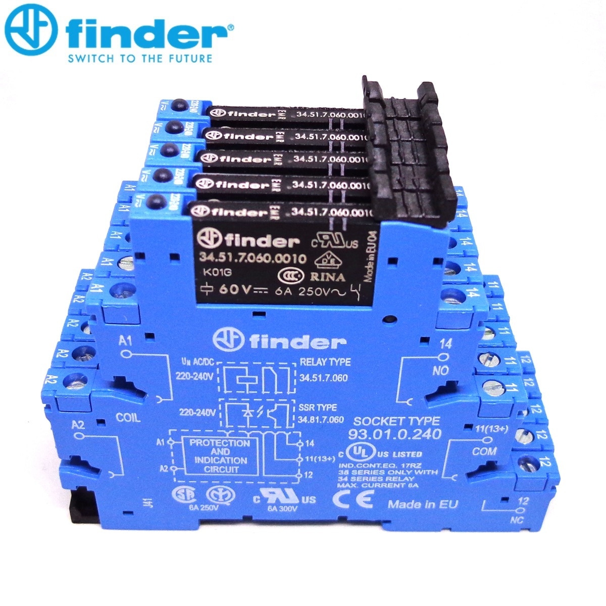 finner opprinnelig relé 38.51.0.240.0060 (34.51.7.060.0010+93.01.0.240) 220-240v 230 vac/dc finner oblat relé slank relé