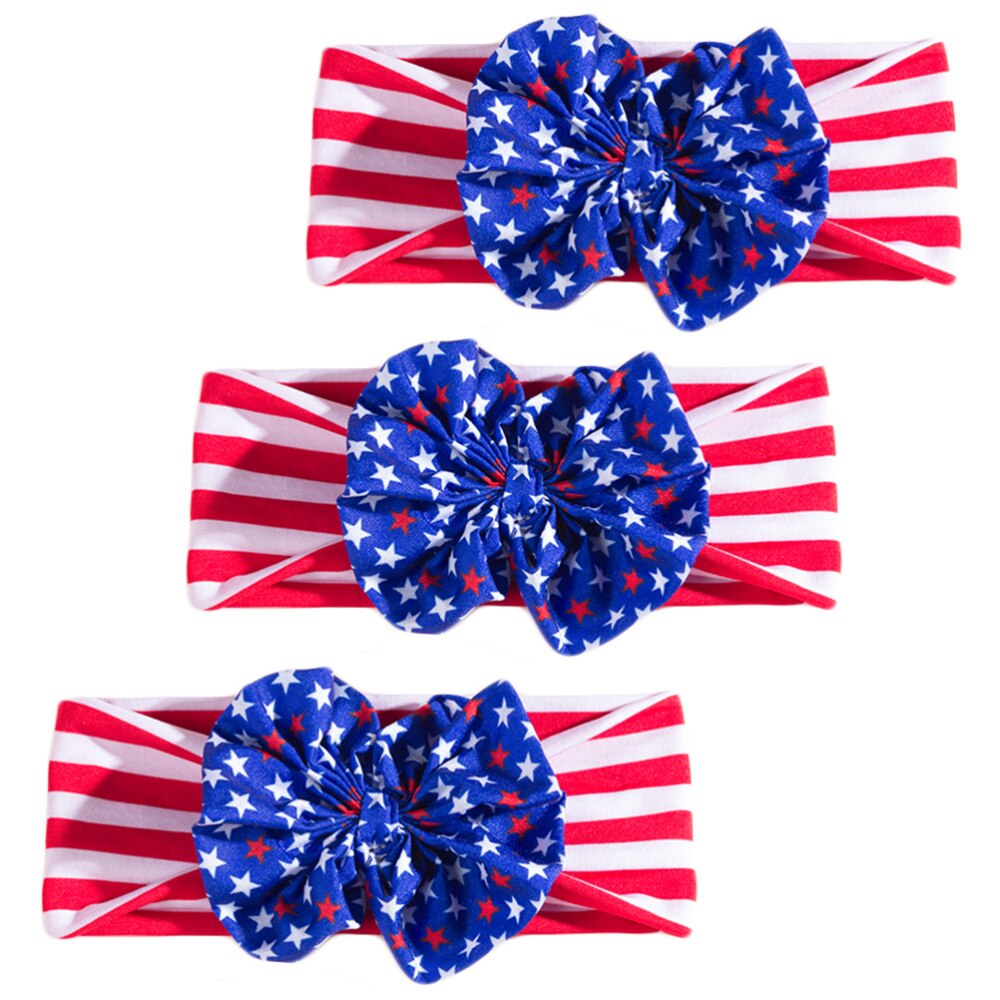 3Pcs Onafhankelijkheid Dag Baby Haarband Bow-Knoop Hoofdtooi Hoofdband Foto Props