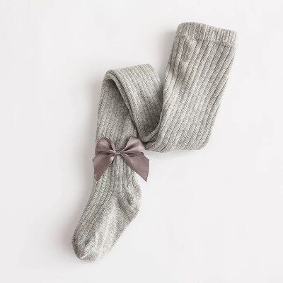 freundlicher Strumpfhosen Bowknet Prinzessin Baby Strumpfhosen Frühling Herbst Mittel Dicke Gekämmte Baumwolle Strumpfhosen Für Mädchen Strumpf: grau groß Bogen Strumpfhose / 4-6T