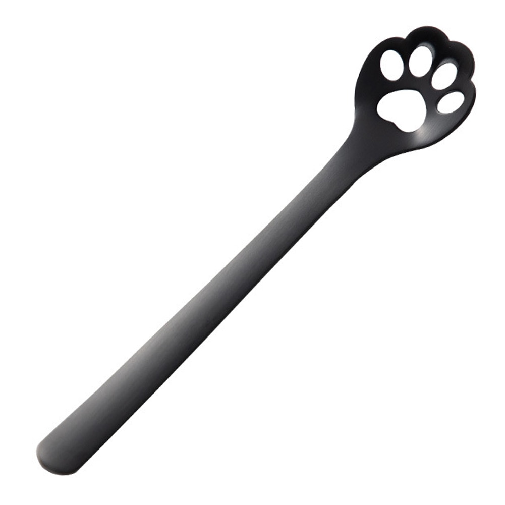 Rvs Gold Hond Kat Paw Claw Hollow Lepel Roeren Lepel Thee Koffie Dessert Lepels Leuke Keuken Gereedschap: BlackHollow