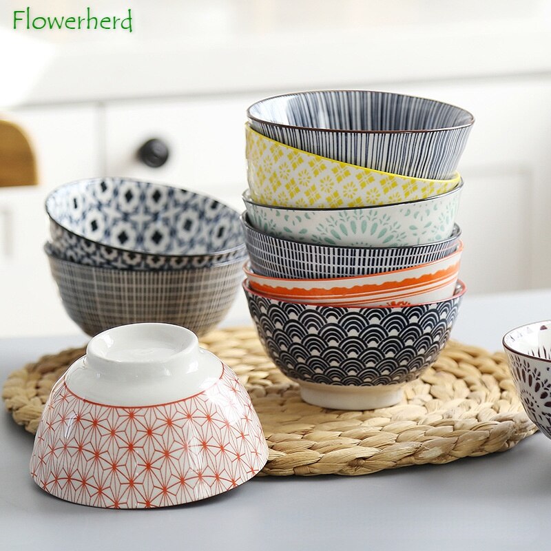 Bol à riz fileté de 4.5 pouces, petit bol de ménage à salade en céramique de Style japonais vaisselle accessoires de cuisine bol Ramen