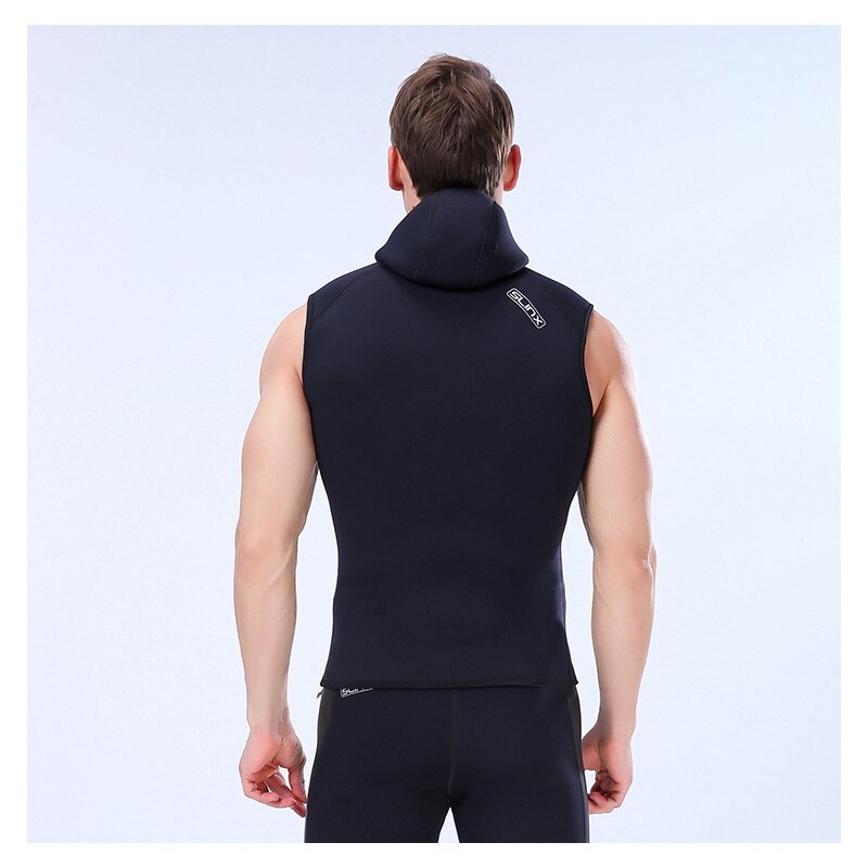 Traje de neopreno con capucha 3mm traje de neopreno térmico sin mangas superior e inferior buceo surf Hoodie chaleco para hombres de dos piezas