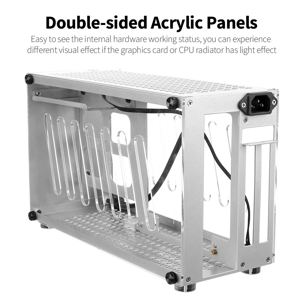 Draagbare Kleine Computer Case Aluminium Shell Ondersteuning Mini-Itx Motherborad 300Mm Grafische Kaart 63Mm Hoogte Cpu Radiator zilver