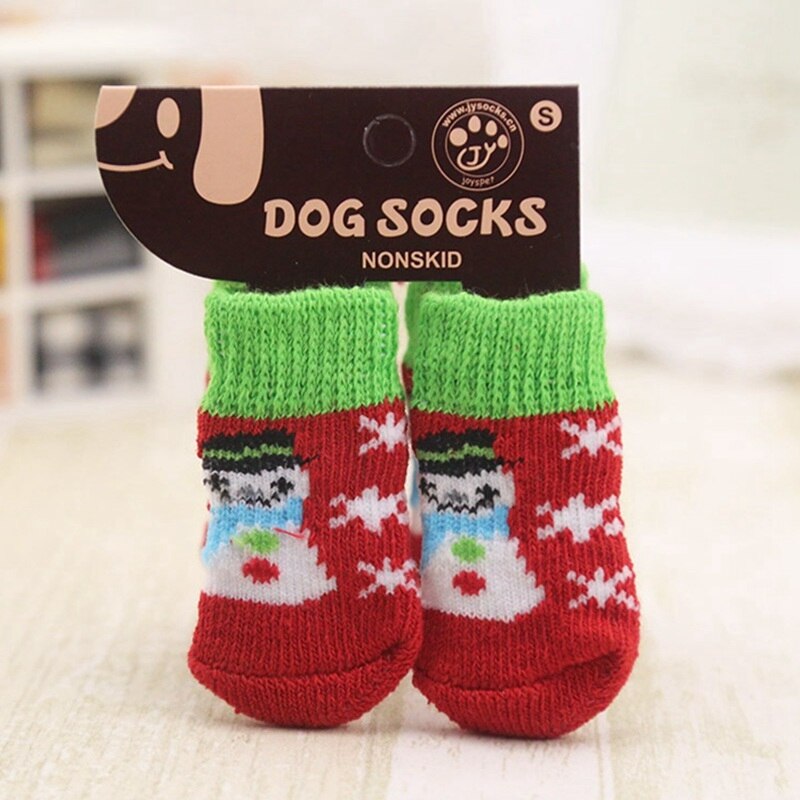 Hvalpestrømper til hunde sokker til katte kæledyrsforsyning doggie anti-glidende tegneserie anti-slip glidestrømper til små hunde