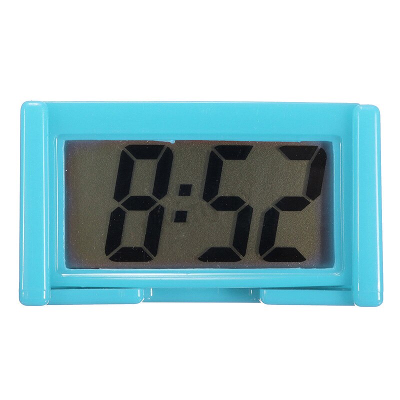 1pc Mini LCD Screen Digital Clock Car Dashboard Clocks Desk Time Clock Home Study Supplies Random Color: Blue