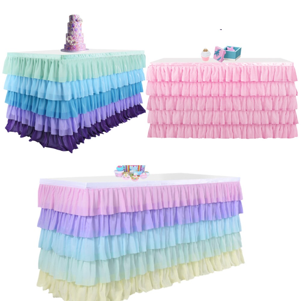 Falda De mesa De gasa con tema De unicornio, falda De mesa De princesa, Decoración De cumpleaños, tul, Bleu, Nappe De mesa, aniversario De boda