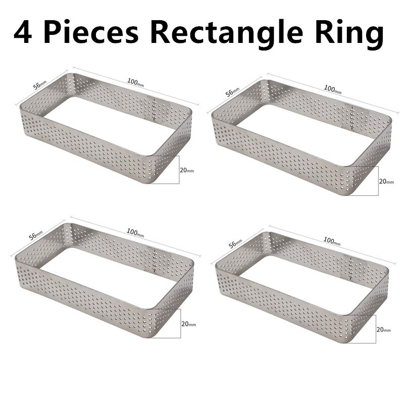 SHENHONG 9 Löcher Welle Form Torte Dekoration Dessert Silikon Gebäck Kuchen Form Zum Backen Tartlet Mould Mousse Schokolade Pan: 4PCS Rectangle Ring