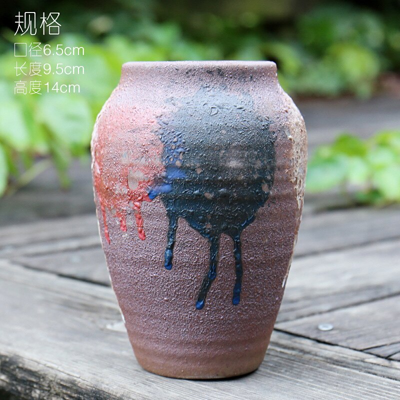 Ceramic Flower Pot Large Round Succulent Rust Old Pile Flower Pot Breathable Retro Potted High Mouth Flower Pot: E