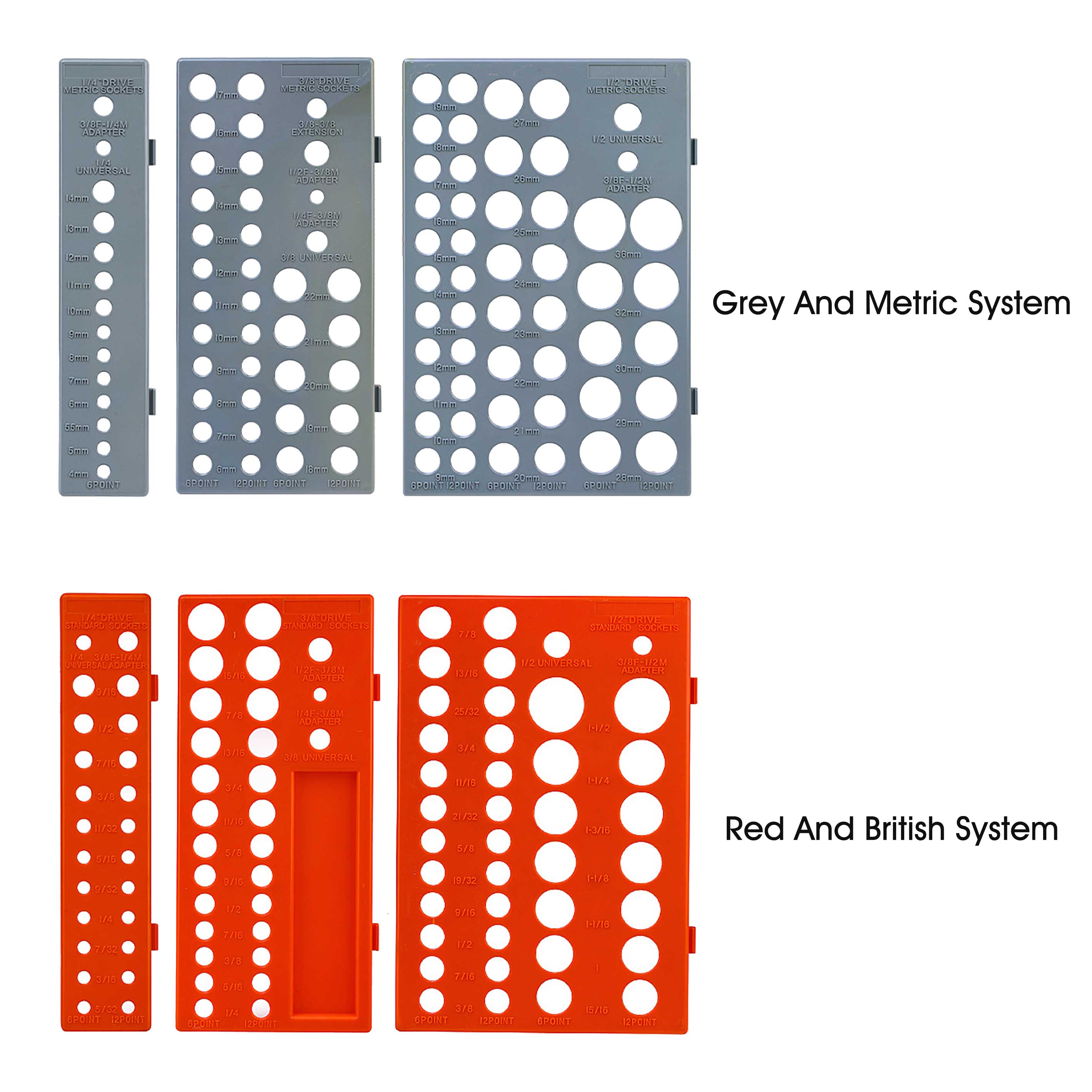 3pcs/set Workshop Sleeve Socket Organizer Durable Tools Storage Metric British System Tray Rack Save Space Multifunctional