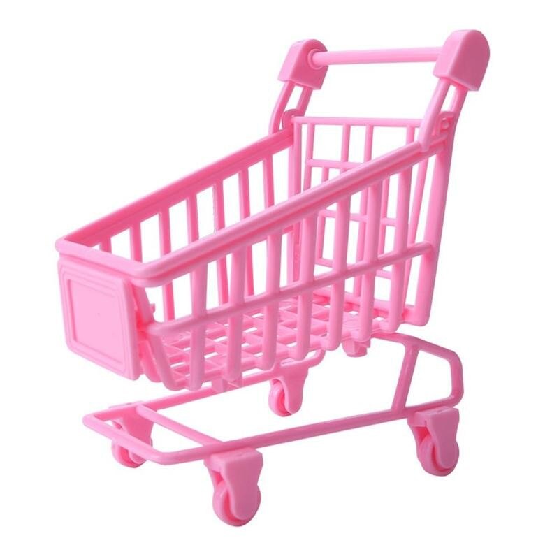 1 stk mini pink indkøbsvogn børn foregive desktop legetøjsvogn simulering shopping dekoration børn hånd ca  i4 j 8