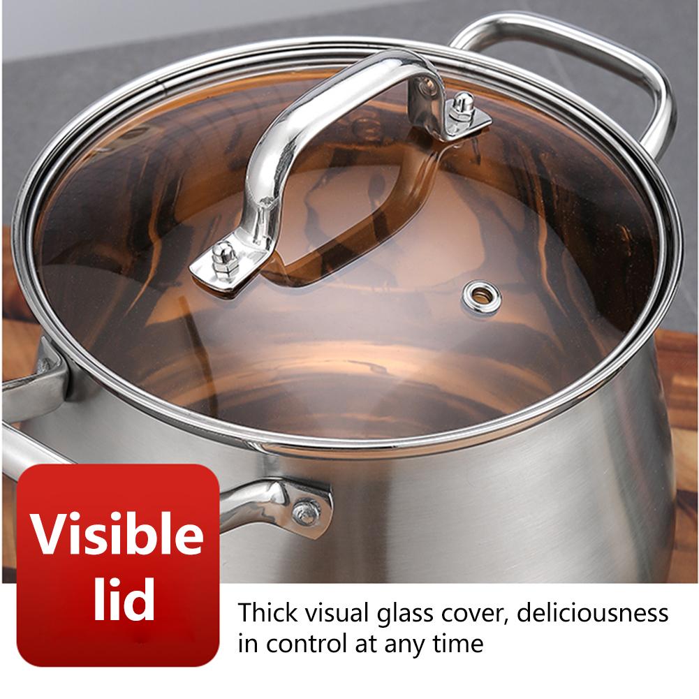 304 Food-grade Stainless Steel Stew Pot Anti-overflow corrosion-resistant Thickened Bottom Stockpot for Kitchen Induction Cooker