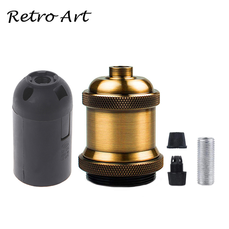 E26/E27 Screw Light Bulb Socket Edison Retro Pendant Lamp Holder: Golden Bronze / e27
